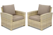 Der Bristol Garden Point Armlehnstuhl aus beigem technischem Rattan – ein 2er-Set