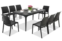 Elegantes Esstischgarnitur Oslo/Volga 8 Anthrazit Bica