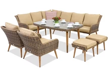 Gartenmöbel Bilbao Comida 7 + 2 Garden Point Poufs, braun