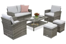 Gartenmöbel Monaco Coffee 4 + 2 Hocker Garden Point grau
