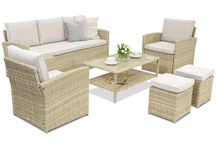 Gartenmöbel Monaco Coffee 5 + 2 Garden Point beige Hocker