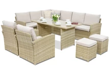 Gartenmöbel Monaco Comida 7 + 2 Poufs Garden Point beige