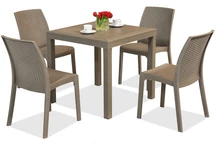 Quadratischer Technorattan-Tisch Cappuccino Dallas / Virginia 4 Bica
