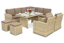 Rattan Gartenmöbel Bristol Comida 7 + 2 Garden Point beige Hocker