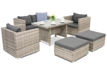 Rattan-Gartenmöbel Roma Apetito 4 + 2 Grey Garden Point Puffs