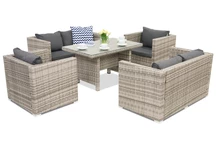 Rattan Gartenmöbel Roma Apetito 6 Garden Point Grau