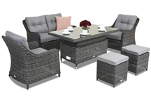 Rattan Gartenmöbel Toledo Apetito 4 Lift + 2 Poufs Garden Point Anthrazit