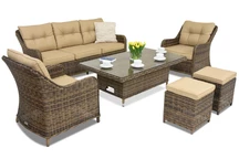 Rattan Gartenmöbel Toledo Apetito 5 Lift + 2 Poufs Garden Point braun