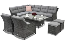 Rattan Gartenmöbel Toledo Comida 7 Lift + 2 Poufs Garden Point Anthrazit