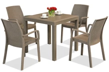 Technorattan-Möbelgarnitur Dallas / Indiana Cappuccino für 4 Personen Bica
