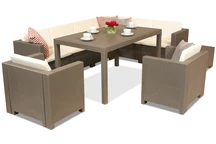 Technorattan-Möbelgarnitur mit Ecksofa Colorado Comida Max 8 Cappuccino Bica