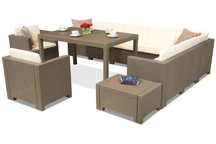 Technorattan-Möbelgarnitur mit Ecksofa Colorado Comida Max 9 Cappuccino Bica