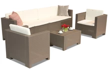 Technorattan-Möbelgarnitur mit verlängertem Sofa Colorado Coffee 6 Max Cappuccino Bica