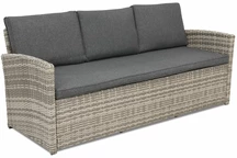 3er-Sofa aus Rattan Monaco Garden Point hellgrau