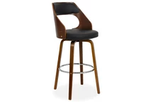 Barhocker aus Holz, mit Ottawa Contract Point-Leder bezogen