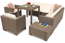 Colorado Dallas Comida 7 Cappuccino Bica Tech-Rattan-Möbelset