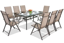 Esszimmergarnitur aus Stahl Modena/Rosario für 8 Personen Garden Point braun