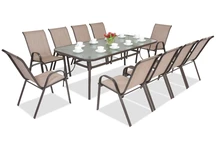 Esszimmergarnitur aus Stahl Modena für 10 Personen mit großem Tisch Garden Point braun