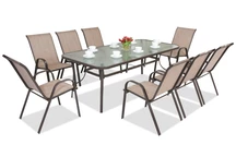 Esszimmergarnitur aus Stahl Modena für 8 Personen mit großem Tisch Garden Point braun