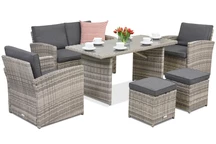 Gartenmöbel Monaco Apetito 4 + 2 Hocker Garden Point hellgrau