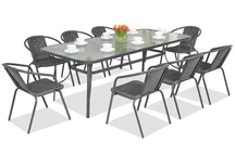 Metallgartenmöbel Modena/Bergamo für 8 Personen mit großem Tisch Garden Point anthrazit