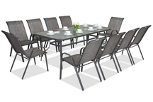 Modena Metallgartenmöbel für 10 Personen mit großem Tisch Garden Point grau