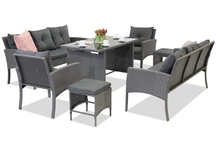 Polyrattan Gartenmöbel mit Poufs Bari Apetito 8 Garden Point Anthrazit