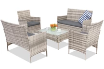 Rattan Gartenmöbel Calabria Coffee 6 Premium Garden Point grau