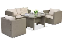 Rattan Gartenmöbel Roma Apetito 4 Garden Point hellgrau