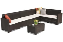 Technorattan-Ecksofa in der Garnitur Nebraska Corner Max 7 braun Bica