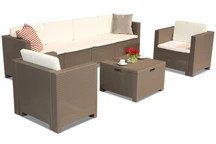 Technorattan-Garnitur mit verlängertem Sofa