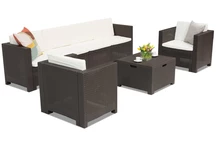 Technorattan-Garnitur mit verlängertem Sofa Colorado Coffee Box Max 6 braun Bica