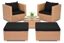 Technorattan-Gartenmöbel Roma Terrace + 2 Poufs Garden Point Honig