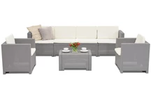 Ein Polyrattan-Set mit einem erweiterten grauen Bica-Sofa Colorado Coffee 6 Max