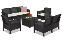 Ein Satz Polyrattan-Möbel für den Garten Venezia Coffee Box 7 Bica braun
