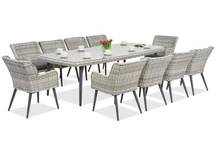 Eine exklusive Essgruppe mit großem Tisch Cordoba für 10 Personen Garden Point weiß