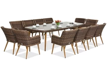 Eine exklusive Essgruppe mit großem Tisch Cordoba für 12 Personen Garden Point braun