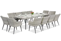 Eine exklusive Essgruppe mit großem Tisch Cordoba für 12 Personen Garden Point weiß