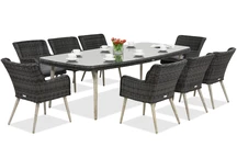 Eine exklusive Essgruppe mit großem Tisch Córdoba für 8 Personen Garden Point anthrazit