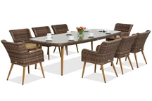 Eine exklusive Essgruppe mit großem Tisch Cordoba für 8 Personen Garden Point braun