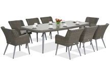 Eine exklusive Essgruppe mit großem Tisch Cordoba für 8 Personen Garden Point grau