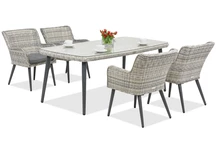 Exklusive Rattan-Essgruppe Cordoba für 4 Personen Garden Point weiß