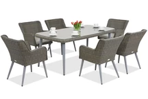 Exklusive Rattan-Essgruppe Cordoba für 6 Personen Garden Point grau