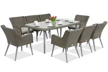 Exklusive Rattan-Essgruppe Cordoba für 8 Personen Garden Point grau