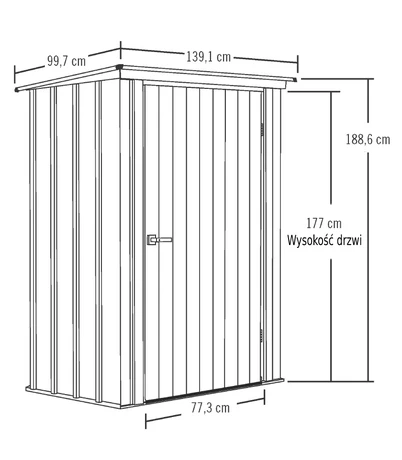 Wymiary produktu Gartenbox aus Metall 1,2 x 0,9 m, Spacemaker Arrow, hellgrau - 139x99x188