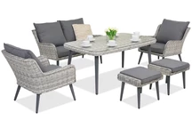 Gartenmöbel Bilbao Apetito 4 + 2 Garden Point Hocker weiß