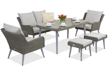 Gartenmöbel Bilbao Apetito 4 + 2 Hocker Garden Point grau