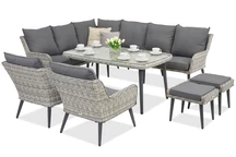 Gartenmöbel Bilbao Comida 7 + 2 Poufs Garden Point weiß