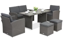 Gartenmöbel Monaco Apetito 4 + 2 Hocker Garden Point Anthrazit