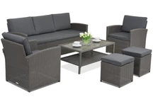 Gartenmöbel Monaco Coffee 5 + 2 Poufs Garden Point Anthrazit